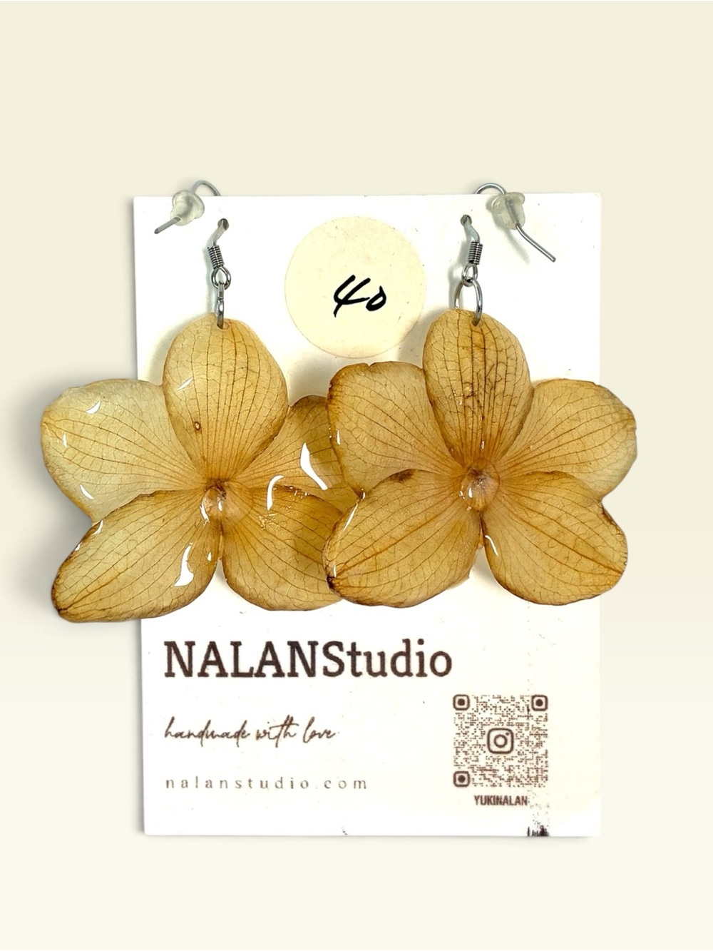 Handmade Real Flower Resin Drop Earrings Botanical Statement Earrings